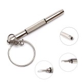 Multifunktions 2 in 1 Schlüsselanhänger aus Aluminium mit Flachkopf- und Kreuzschlitz Schraubendreher (1 Stk) - Silber