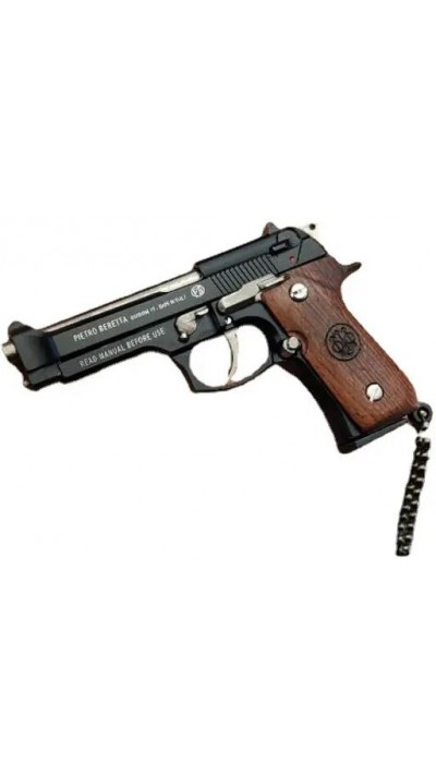 Porte-clés premium pistolet Beretta ultra réaliste avec poignée en bois véritable (couleur aléatoire)