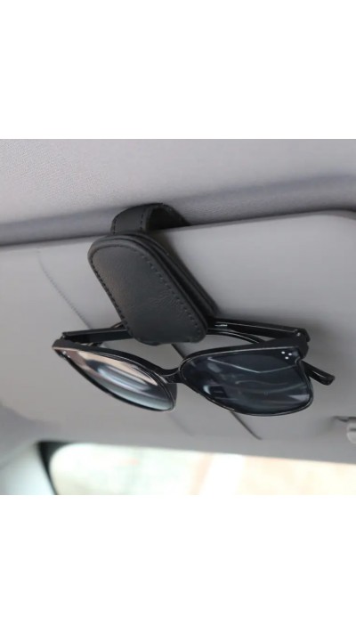 Porte-lunettes magnétique pour pare-soleil de voiture en design cuir - Noir