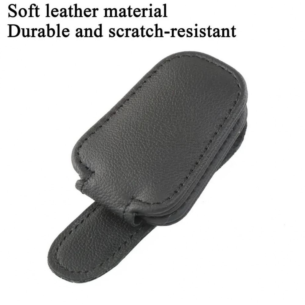 Porte-lunettes magnétique pour pare-soleil de voiture en design cuir - Noir