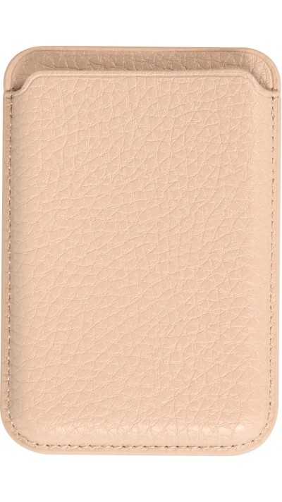 Portes-cartes MagSafe magnétique en cuir végan avec aiment fort - Beige