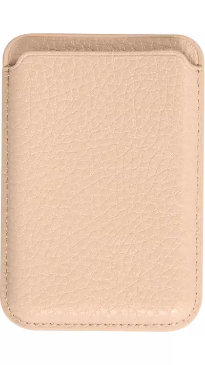 Portes-cartes MagSafe magnétique en cuir végan avec aiment fort - Beige