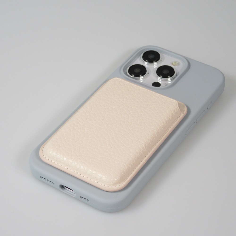 Portes-cartes MagSafe magnétique en cuir végan avec aiment fort - Blanc