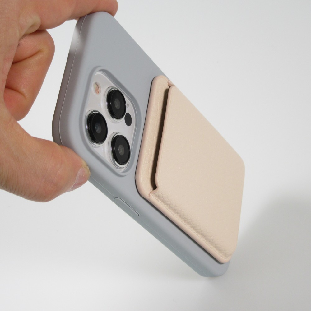 Portes-cartes MagSafe magnétique en cuir végan avec aiment fort - Blanc