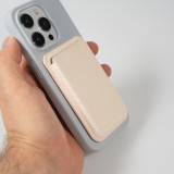 Portes-cartes MagSafe magnétique en cuir végan avec aiment fort - Blanc