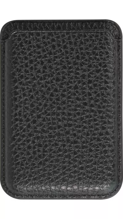 Portes-cartes MagSafe magnétique en cuir végan avec aiment fort  - Noir