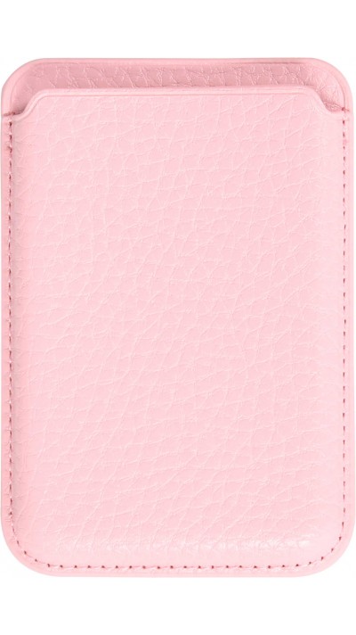 Portes-cartes MagSafe magnétique en cuir végan avec aiment fort  - Rose