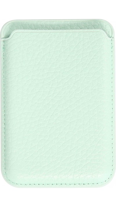 Portes-cartes MagSafe magnétique en cuir végan avec aiment fort - Turquoise