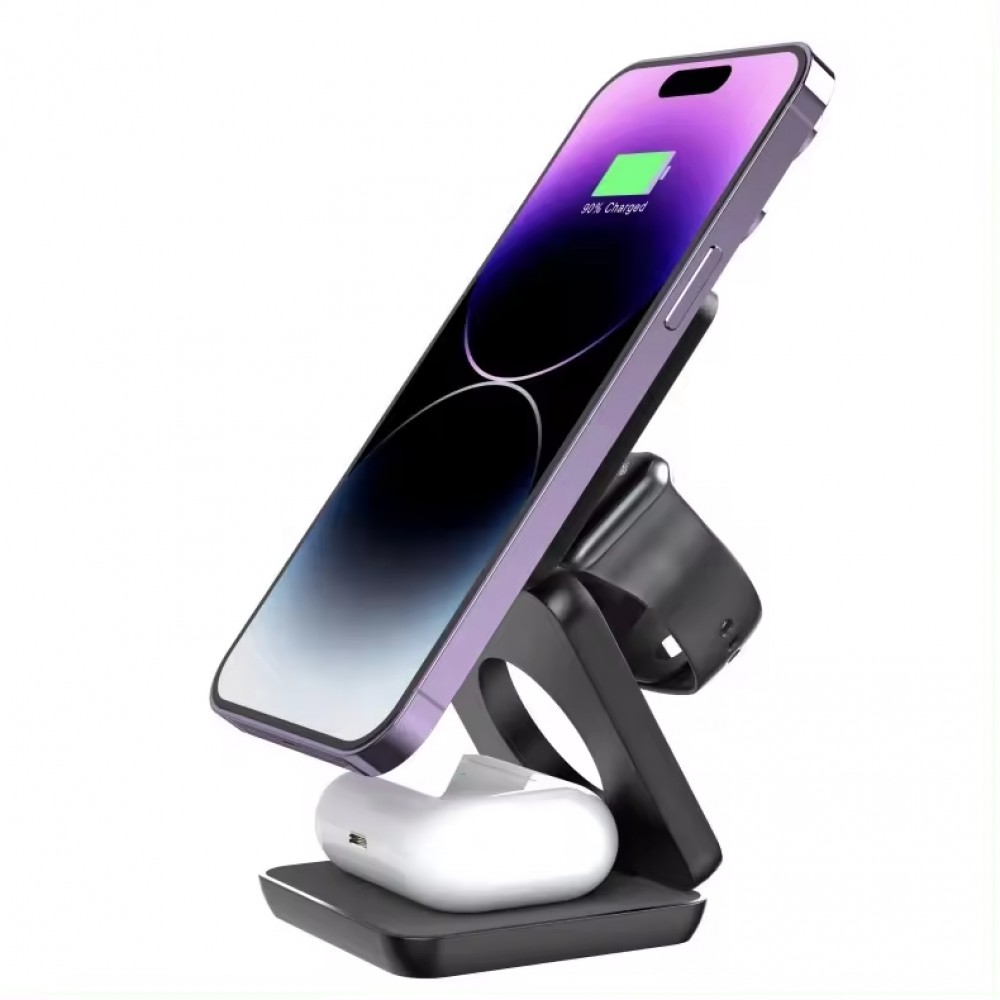 PowerSafe kompakte 3-in-1-Ladestation MagSafe (iPhone, Apple Watch, AirPods) - Schwarz