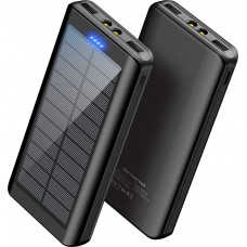 Solar Power Bank Outdoor 30000mAh Dual USB LED Hochkapazität - Schwarz