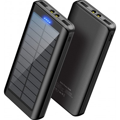 Power Bank Outdoor solaire 30000mAh double USB LED haute capacité - Noir