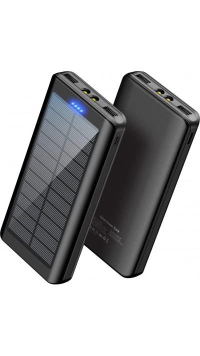 Power Bank Outdoor solaire 30000mAh double USB LED haute capacité - Noir