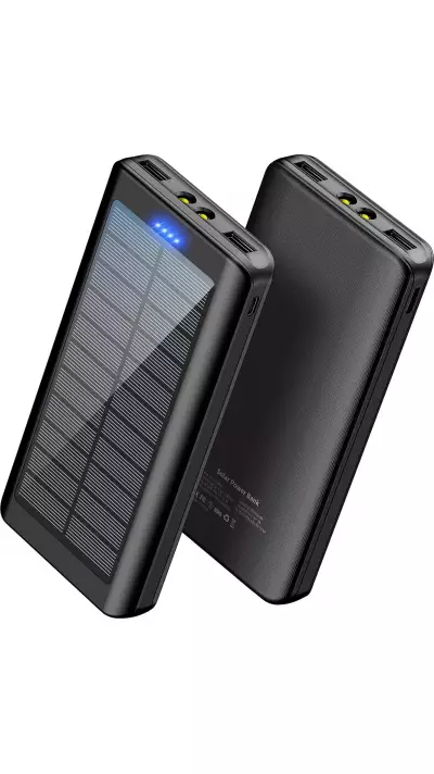 Power Bank Outdoor solaire 30000mAh double USB LED haute capacité - Noir