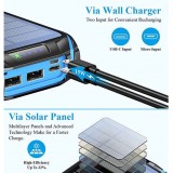 Solar Power Bank i26s 26800mAh portable Fast Charging LED IP66 Ultra Capacity - Blau