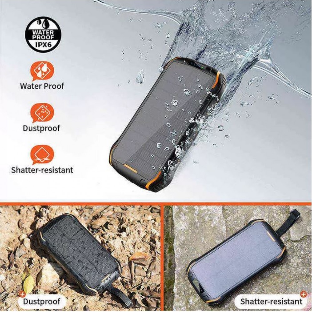 Power Bank solaire i26s 26800mAh portable Chargement rapide LED IP66 Ultra Capacité - Bleu