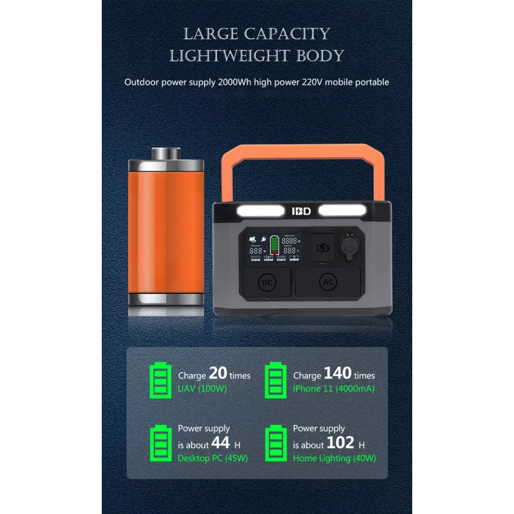 Power Station (1000 Wh, 270000 mAh) - Batterie ultra grande capacité 220V, chargement sans fil