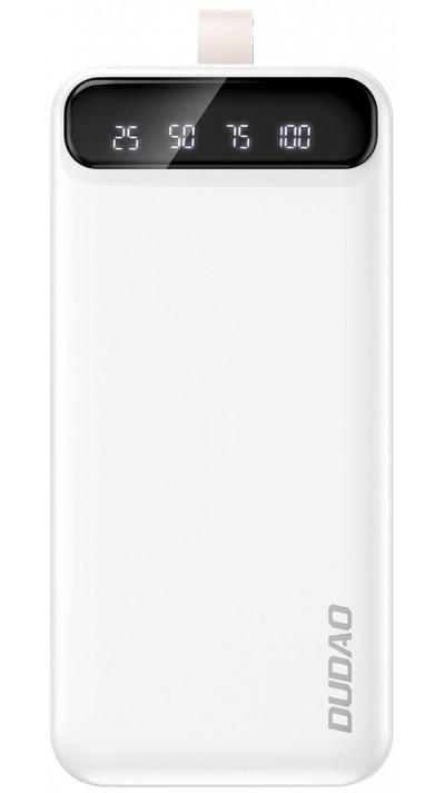 Batterie externe Power Bank Dudao ultra performant 30000mAh 2 x USB-A et 1 x USB-C - Blanc