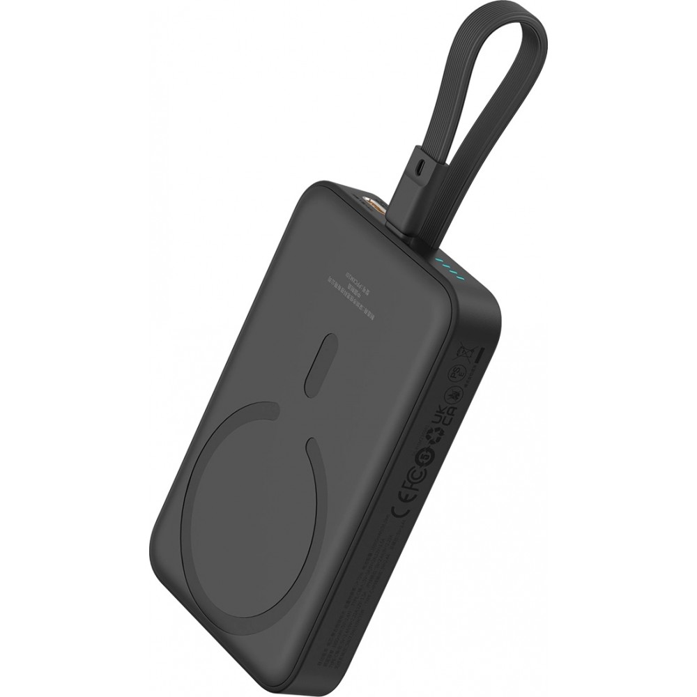 Baseus Magnetische Powerbank 10000mAh 20W mit integriertem Lightning-Kabel und 60W USB-C - Schwarz