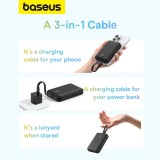 Baseus Magnetische Powerbank 10000mAh 20W mit integriertem Lightning-Kabel und 60W USB-C - Schwarz