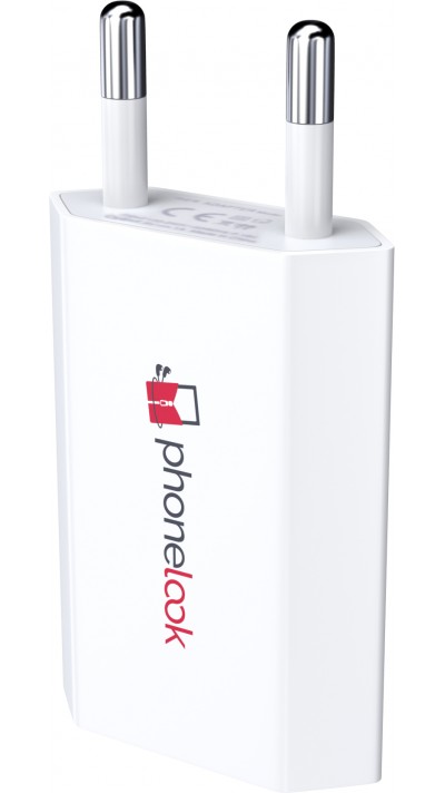 Standard CH Netz-Ladestecker USB-A Adapter 5W mit Logo PhoneLook - Weiss