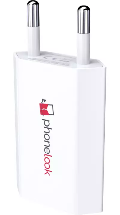 Standard CH Netz-Ladestecker USB-A Adapter 5W mit Logo PhoneLook - Weiss