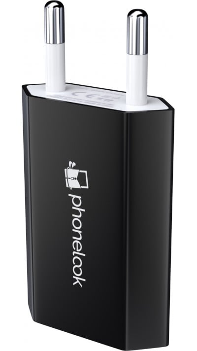 Prise de chargeur secteur mur adaptateur standard USB-A 5W PhoneLook - Noir