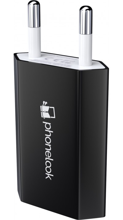 Standard CH Netz-Ladestecker USB-A Adapter 5W mit Logo PhoneLook - Schwarz