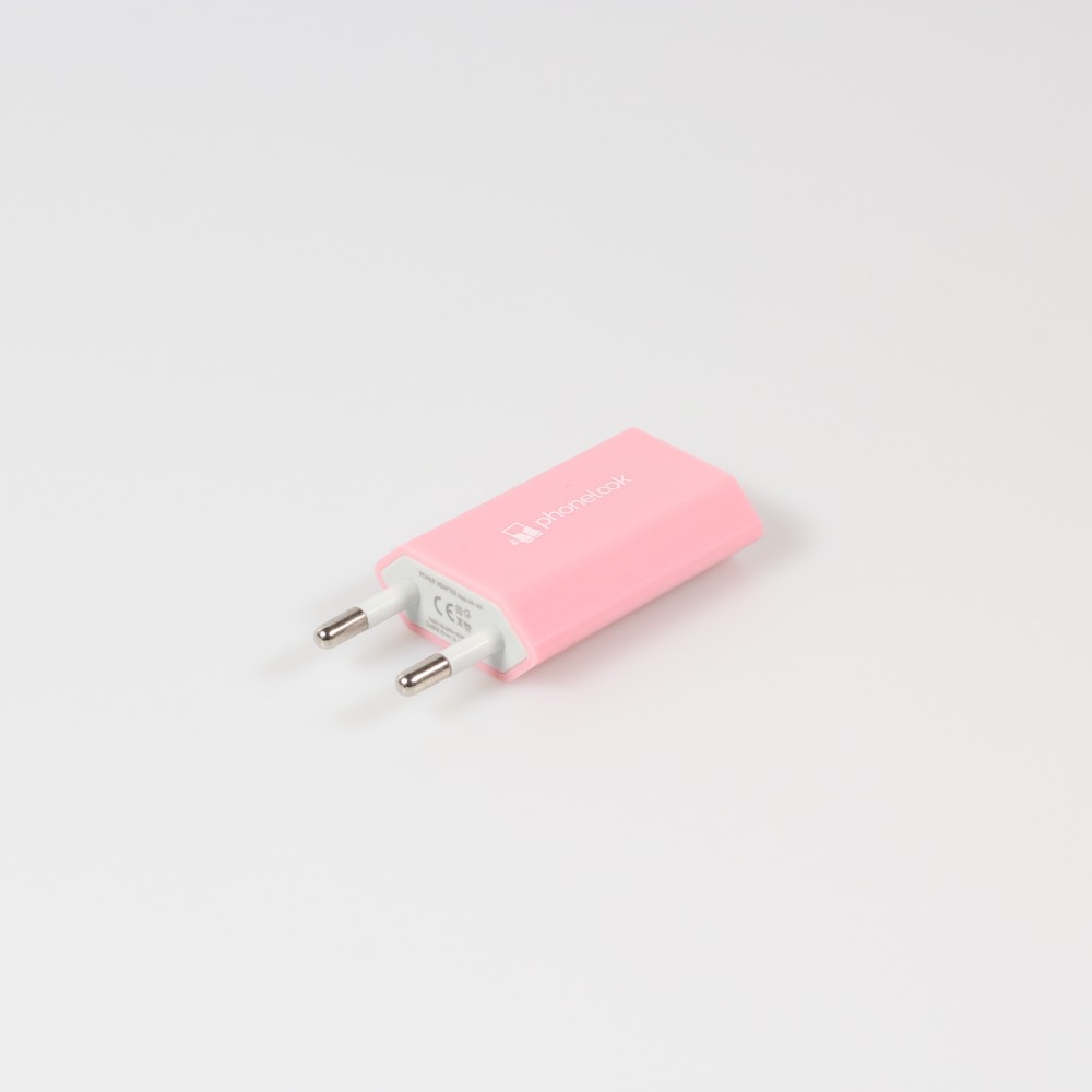 Prise de chargeur secteur mur adaptateur standard USB-A 5W PhoneLook - Rose clair