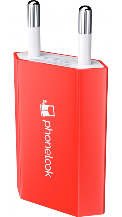 Standard CH Netz-Ladestecker USB-A Adapter 5W mit Logo PhoneLook - Rot