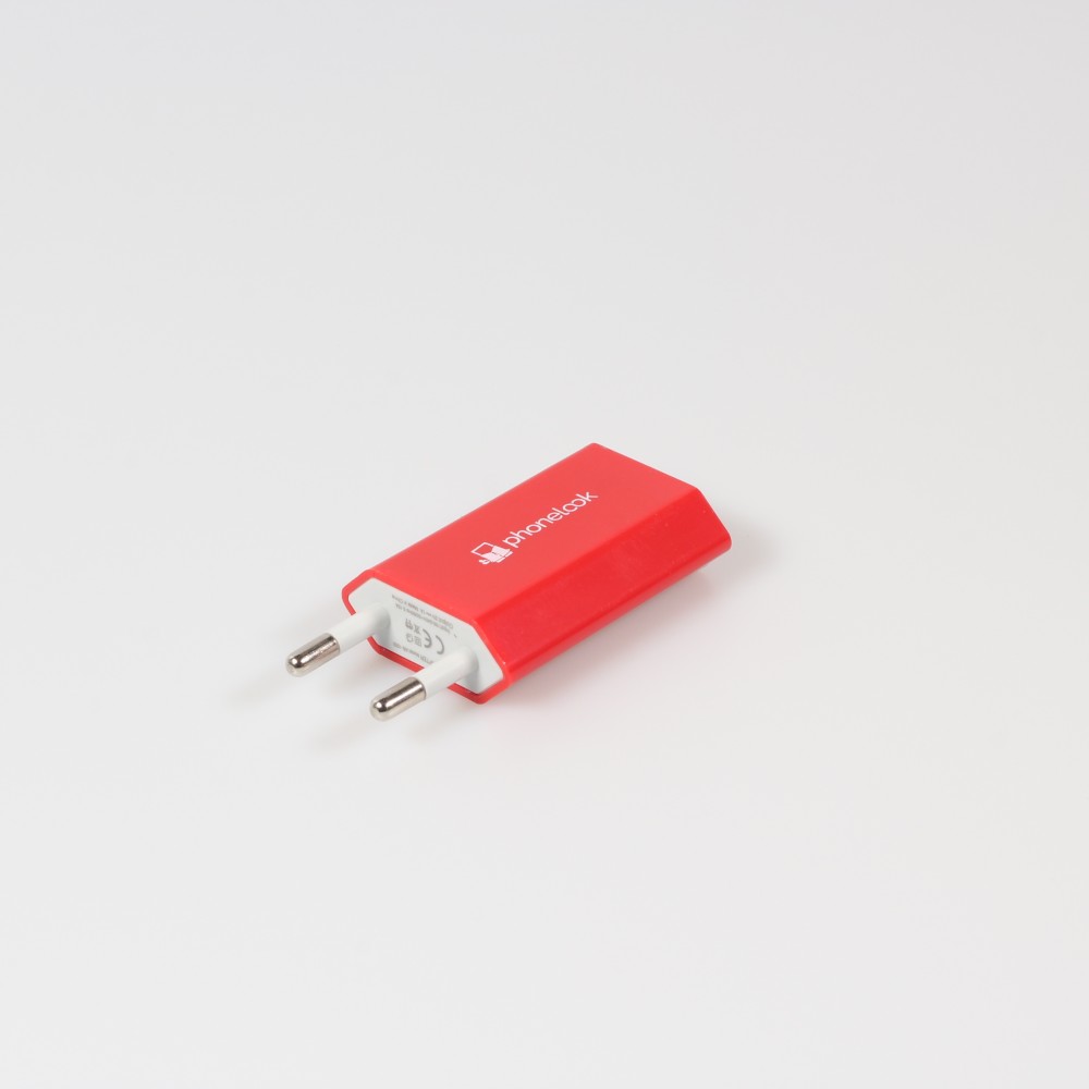Prise de chargeur secteur mur adaptateur standard USB-A 5W PhoneLook - Rouge