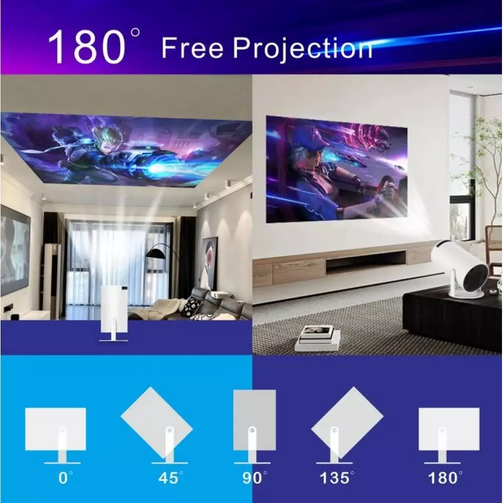 Projecteur HY300 Pro LED Smart Home Theater HD Android interface - Beamer HDMI + USB + Wifi Screen Mirroring - Blanc