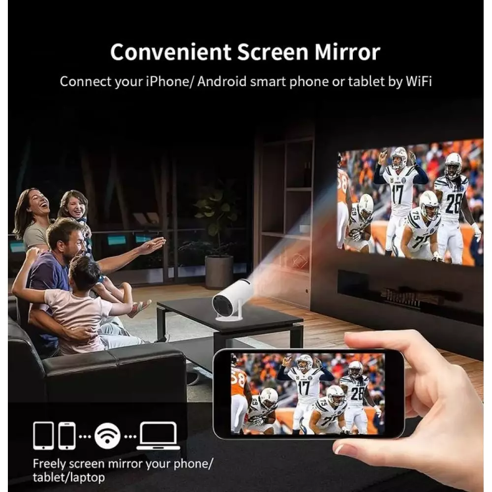 Projecteur HY300 Pro LED Smart Home Theater HD Android interface - Beamer HDMI + USB + Wifi Screen Mirroring - Blanc