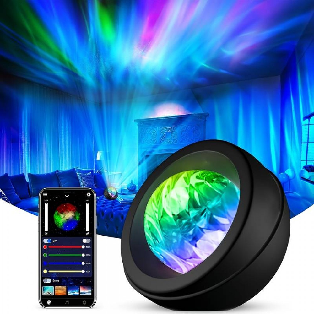 LED-Projektor kompakt mehrfarbiger Lichtspiel und Ambiente mit Smartphone-Applikation - Schwarz