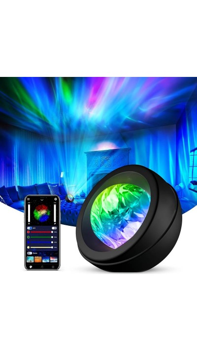 Projecteur LED compact multi-color jeu de lumière et ambience avec application pour smartphone - Noir