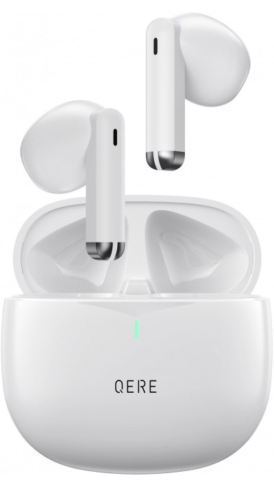 QERE E28 écouteurs sans fil Bluetooth 5.3 In-Ear HIFI avec annulation de bruit, IPX5 & Touch Control - Blanc