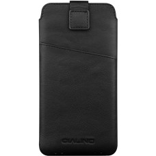 QIALINO 4,7 Zoll Smartphone-Tasche Echtleder mit Kreditkartenfach. - Schwarz