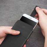 QIALINO pochette pour smartphone 4.7 pouces cuir véritable avec fente pour carte de crédit - Noir