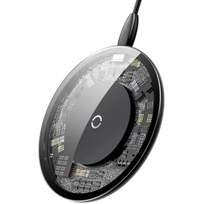 Qi Wireless Ladegerät Charger 15W ultra-dünn transparentes Design - Schwarz