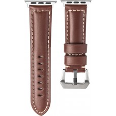 Qialino Bracelet cuir véritable brun - Apple Watch 44/45/46/49 mm