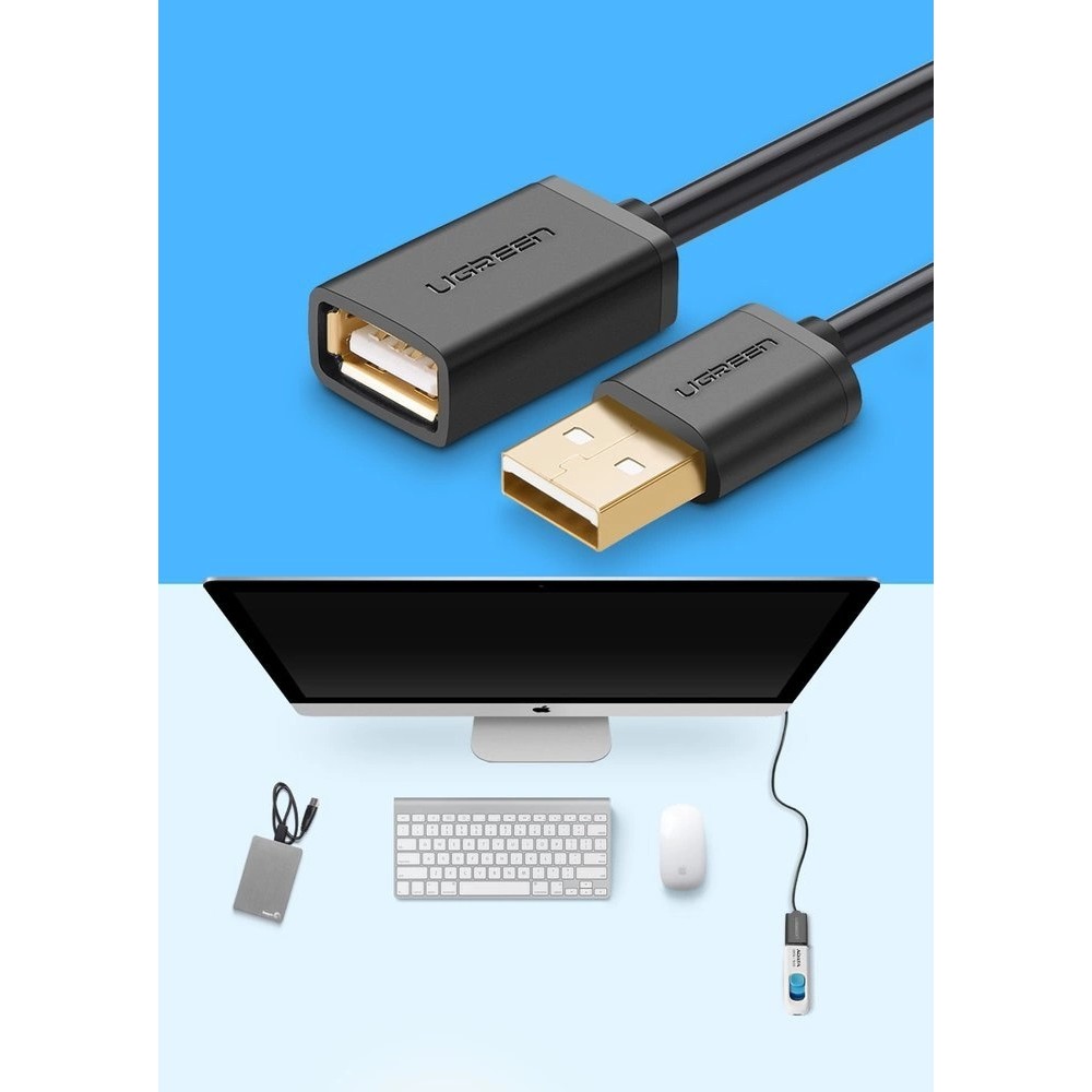 Ugreen USB-A Verlängerungskabel 2 m Weiblich auf Männlich - Schwarz