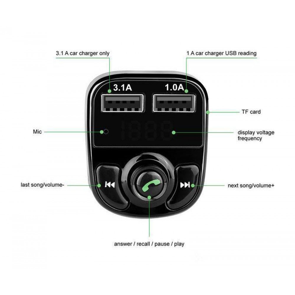 Bluetooth Empfänger X8 - Auto Kfz Audio Receiver MP3 Player mit