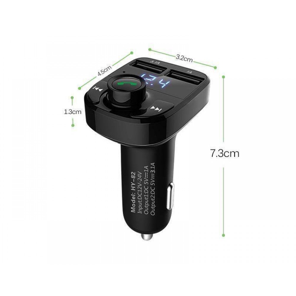 Bluetooth Empfänger X8 - Auto Kfz Audio Receiver MP3 Player mit 3.1 USB Fast Charge - Schwarz