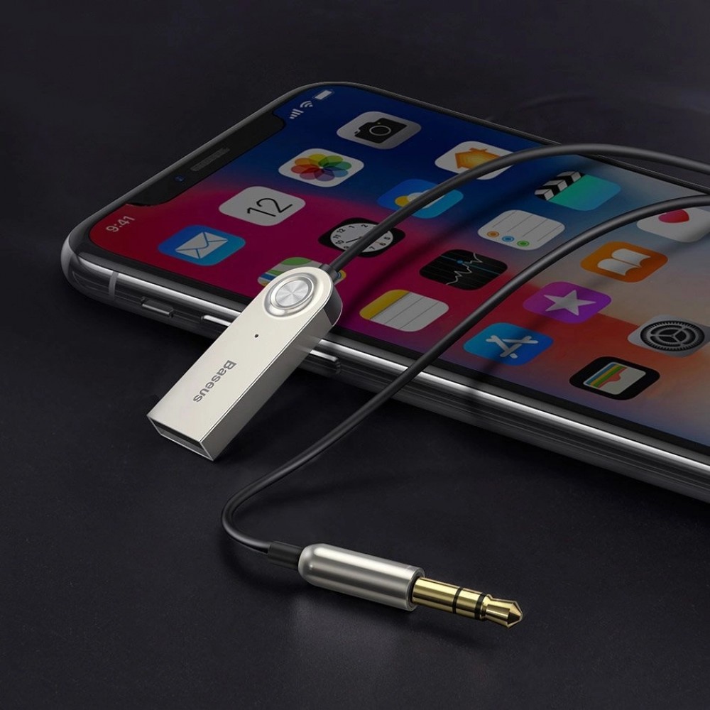 Récepteur audio Bluetooth 5.0 Baseus BA01 adaptateur câble AUX jack - Noir