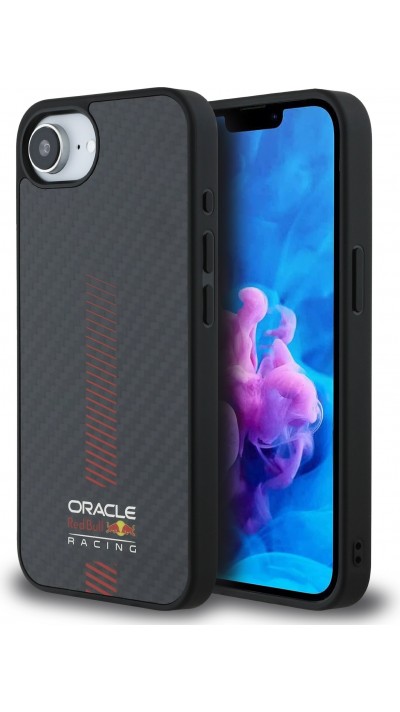 iPhone 16e Case Hülle - Red Bull Racing Carbon Powerbar MagSafe - Schwarz