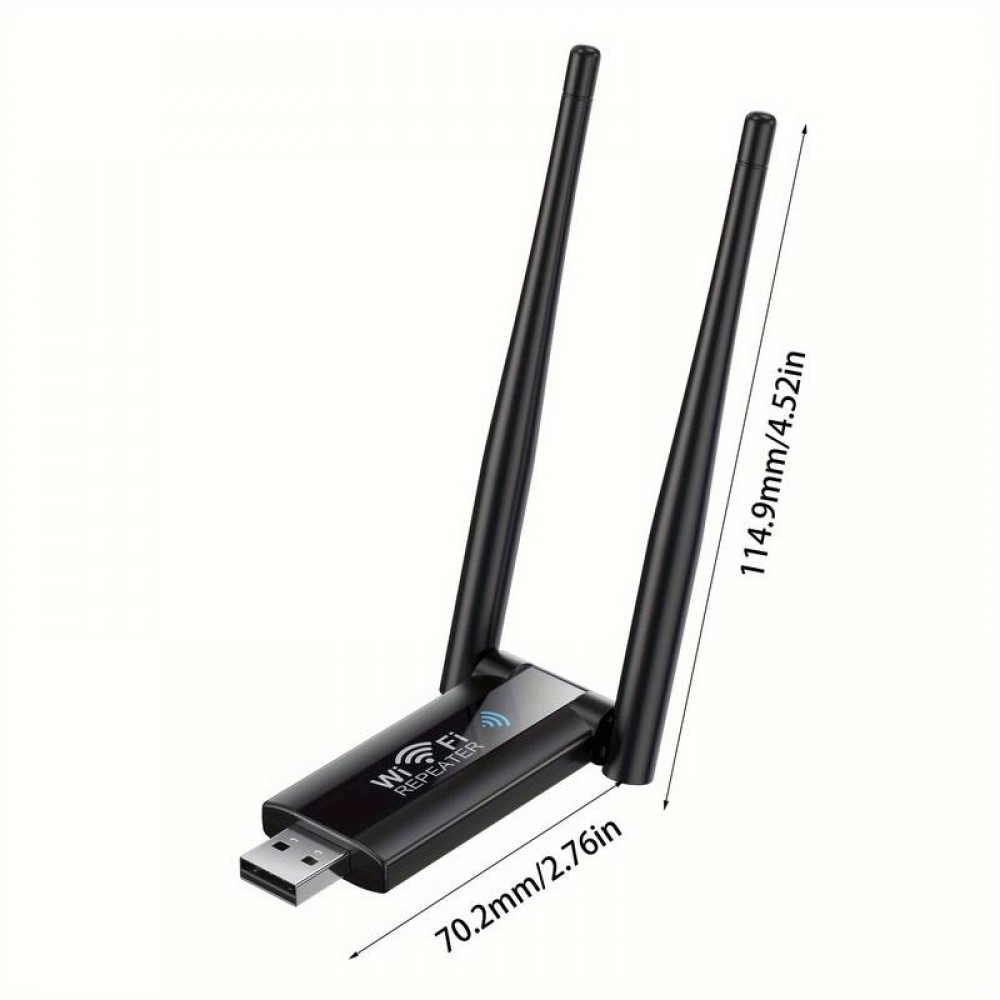 USB Wi-Fi Wireless 2.4G 300Mbps Repeater mit Signalverstärker (300m) Booster - Schwarz