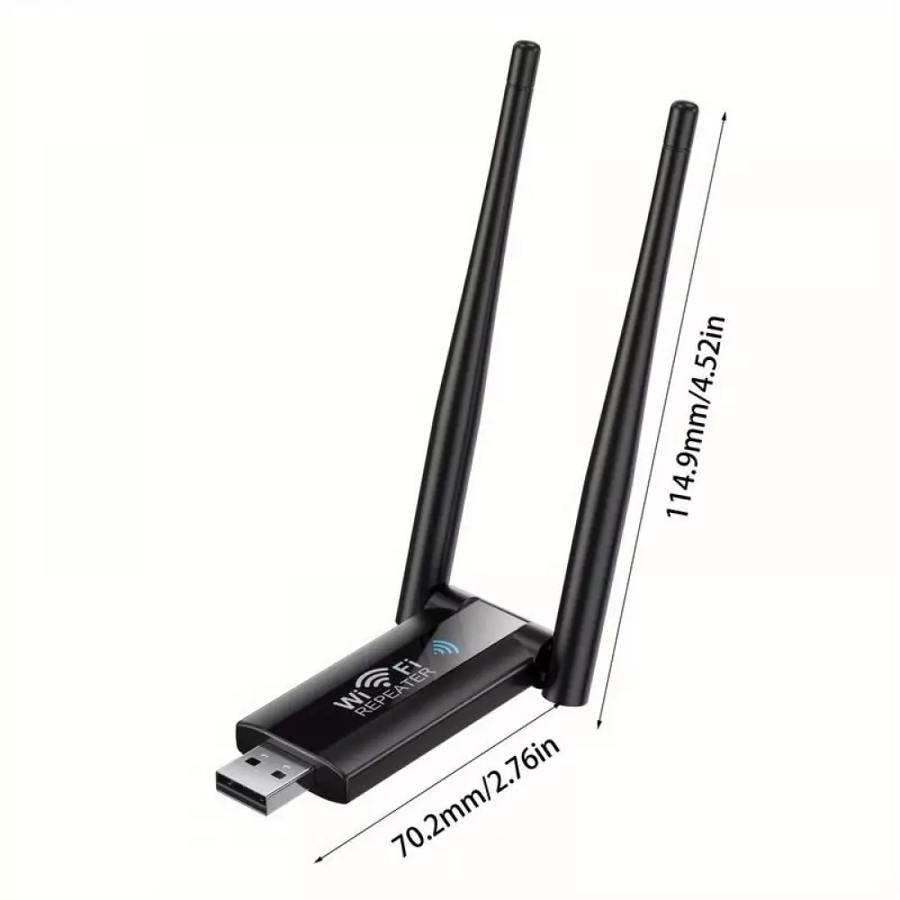 USB Wi-Fi Wireless 2.4G 300Mbps Repeater mit Signalverstärker (300m) Booster - Schwarz