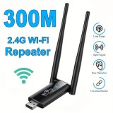USB Wi-Fi Wireless 2.4G 300Mbps Repeater mit Signalverstärker (300m) Booster - Schwarz
