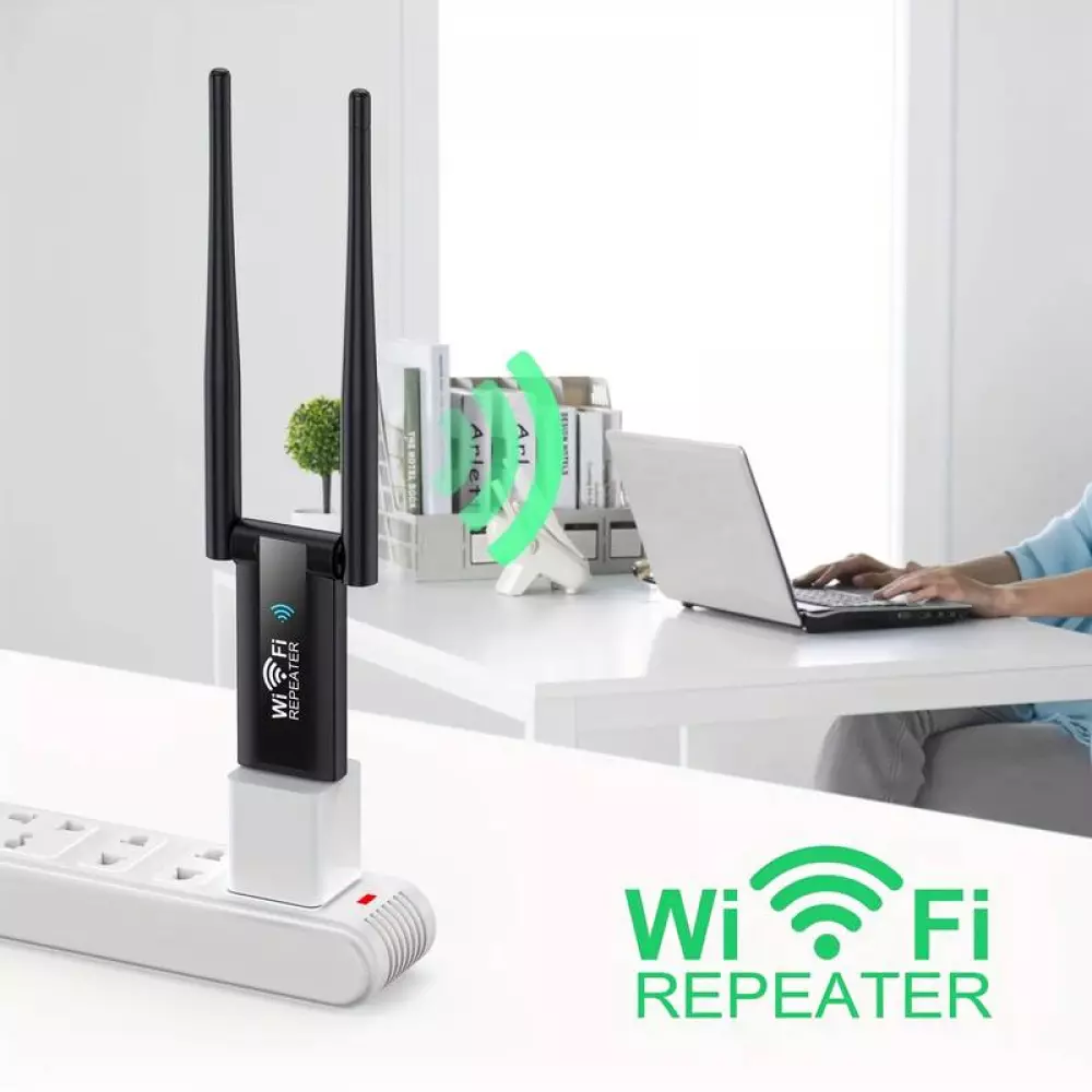 USB Wi-Fi Wireless 2.4G 300Mbps Repeater mit Signalverstärker (300m) Booster - Schwarz