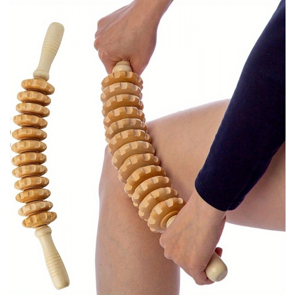 Naturholz Anti-Cellulite Massage-Roller für tiefe Muskeln und Gewebe, Lymphdrainage