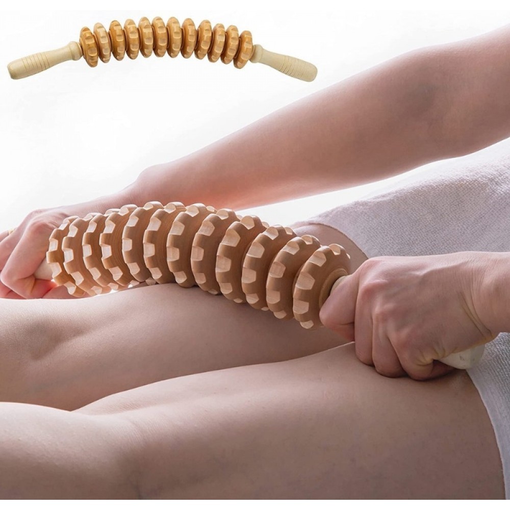 Naturholz Anti-Cellulite Massage-Roller für tiefe Muskeln und Gewebe, Lymphdrainage
